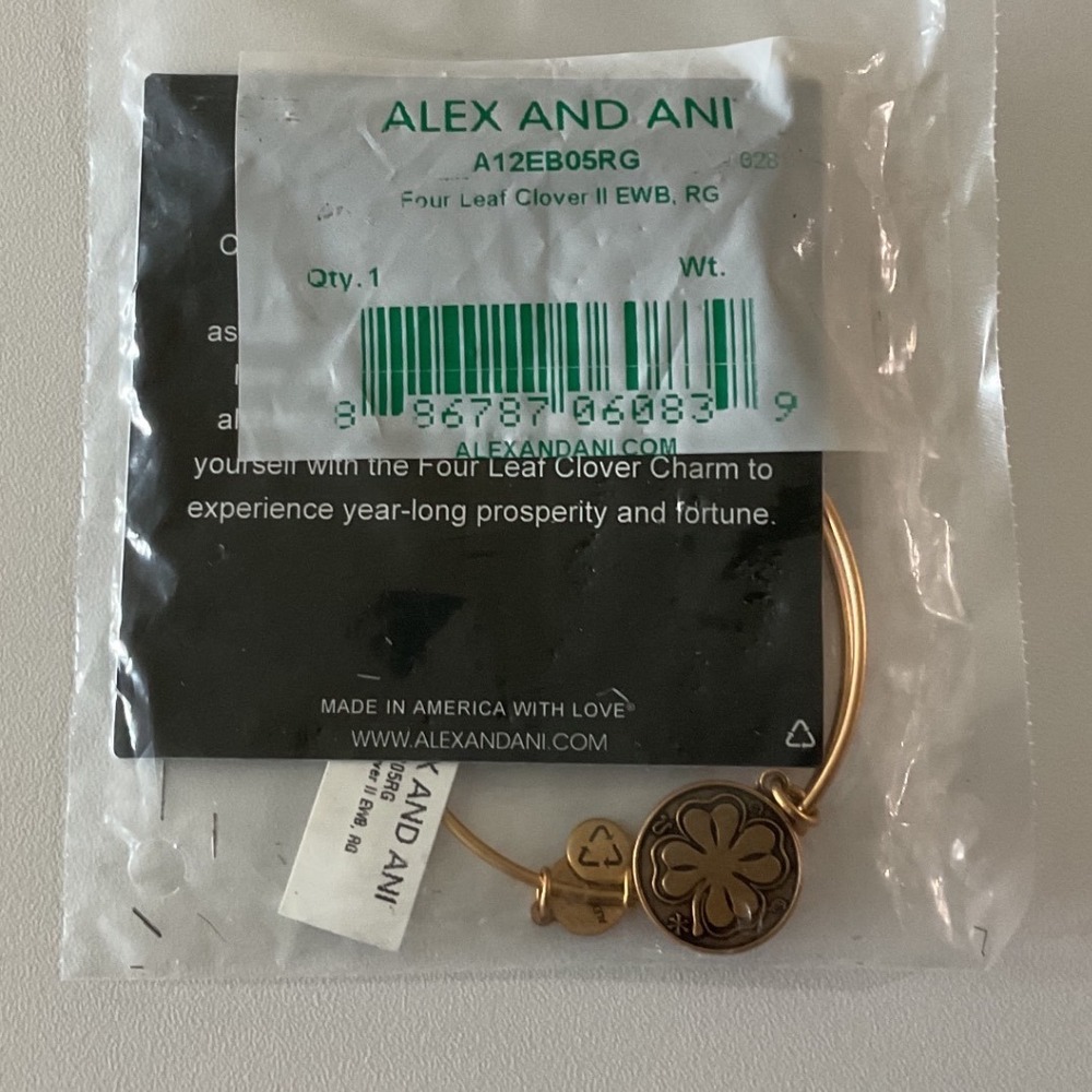 Alex and Ani Four Leaf Clover II Rose Gold Expandable Bangle Bracelet A12EB05RG - Picture 3 of 5